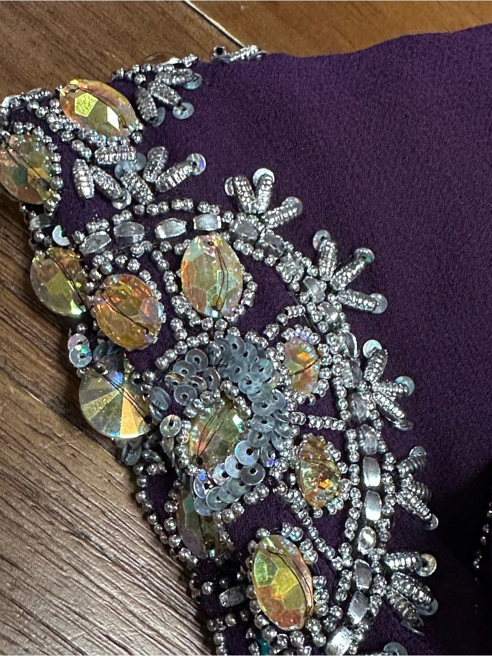 Made in India Embellished Purple Tunic Dress‎ Top 2XL Beaded Sequin Sheer Sleeve - Picture 9 of 14